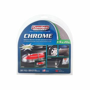 Cowles Side Molding, Universal, Custom, Chrome Plated, PVC Plastic, 1/4 Inch Width X 20 Foot Length, 1 Piece – S37740