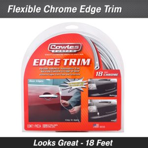 Cowles Door Edge Guard Set, Single, 18 Foot Length X 3/8 Inch Width, Chrome Plated, PVC Plastic – T5605
