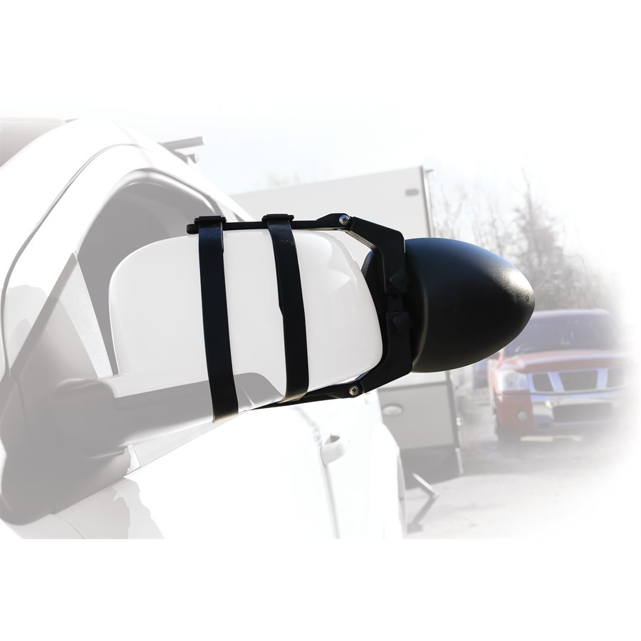 Camco Exterior Towing Mirror, Clip-On for Any Mirror Between 7 and 10 Inches Tall, Dual View, Non-Extendable, Manual – 25653