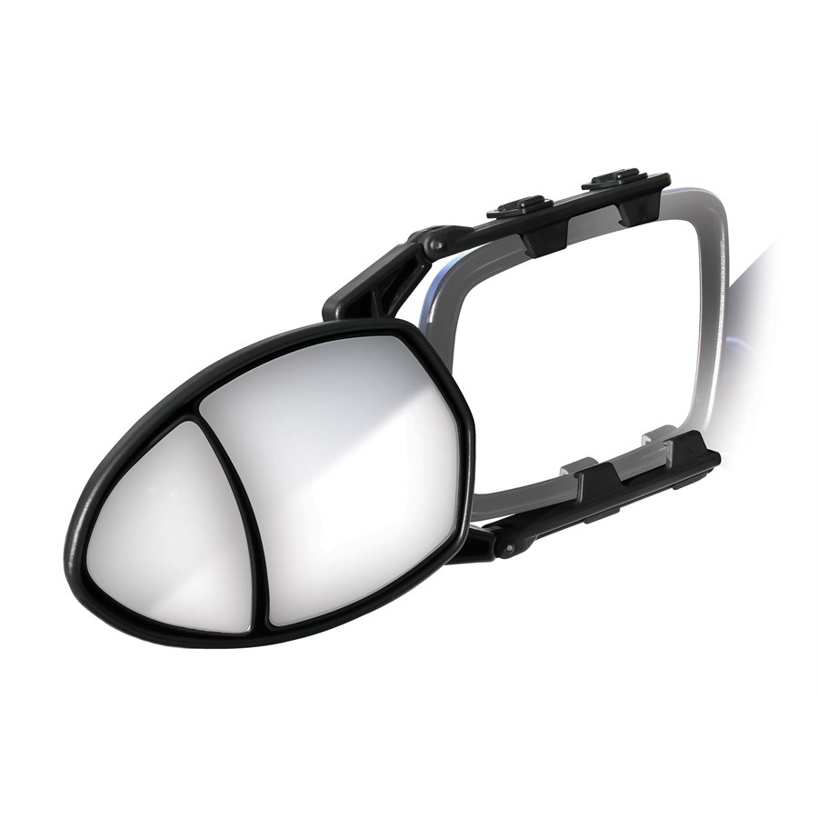 Camco Exterior Towing Mirror, Clip-On for Any Mirror Between 7 and 10 Inches Tall, Dual View, Non-Extendable, Manual – 25653