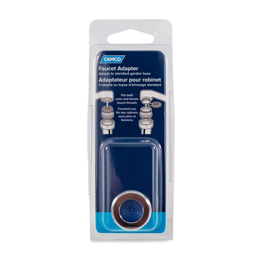 Camco Faucet Hose Adapter, Used to Connect Garden Hose to Faucet, Fits Both Male and Female Faucet Threads, Brass – 40083