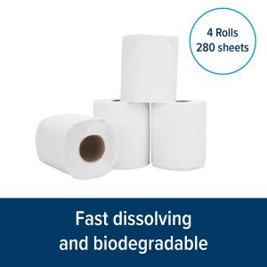 Camco Toilet Tissue, Tst ™, 1 Ply, 4 Roll Pack, 280 Sheets Per Roll – 40276