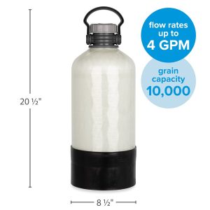 Camco Water Softener, Tastepure ™, Single Tank, Fits Standard Garden Hose Female Coupling, 10000 Grain Removal Capacity – 40655