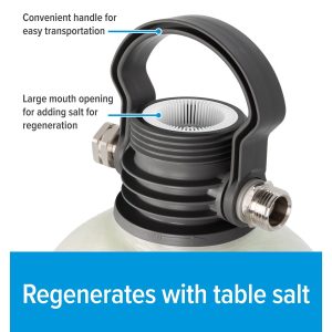 Camco Water Softener, Tastepure ™, Single Tank, Fits Standard Garden Hose Female Coupling, 10000 Grain Removal Capacity – 40655