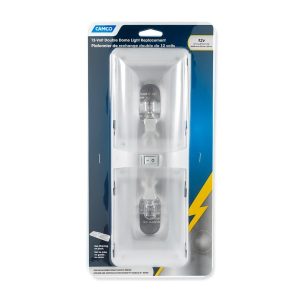 Camco Dome Light, Double Dome Replacement, Clear Lens, Incandescent, Clear Bulb, 12 Volt – 41320