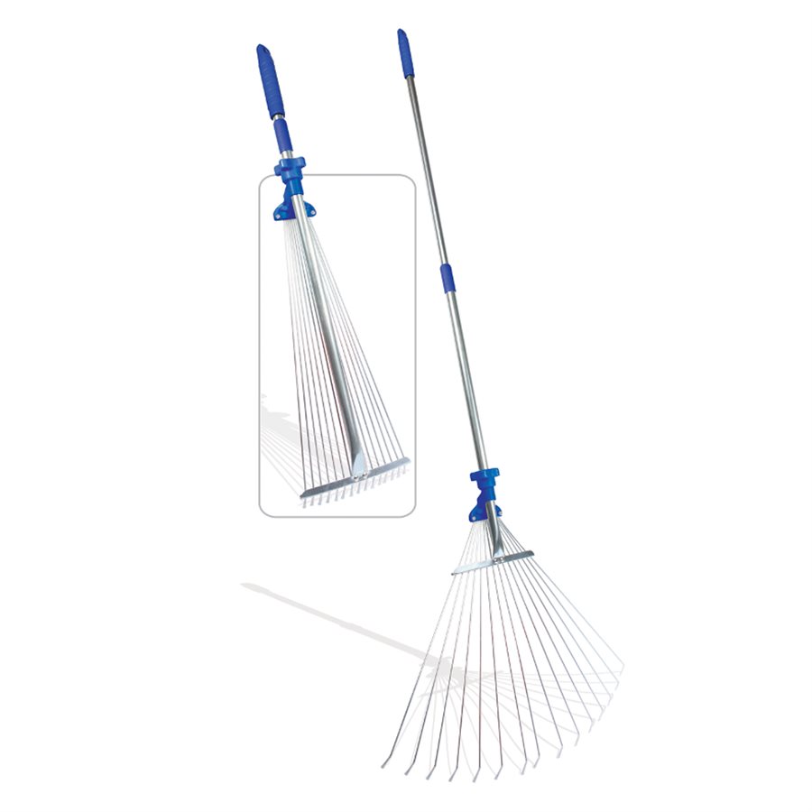 Camco Rake, 60 Inch Length Handle X 22 Inch Width Rake Head, Collapsible to 29 Inch Length Handle X 8 Inch Width Rake Head, Metal Rake Head – 42171