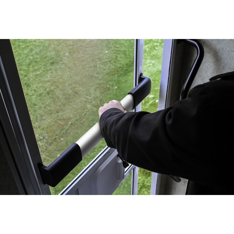 Camco Screen Door Push Bar, Wide Single Bar Style, Black, Aluminum Bar with Molded Handles, With Installation Hardware – 42188