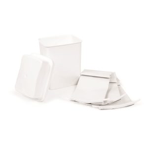 Camco Used Cooking Grease Container, With 3 Disposable Foil Lined Bags, With Lid, Free Standing, With English/ French Language Packaging – 42282