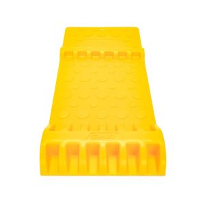 Camco Parking Stop, Accupark, Floor Mount Mat, Yellow, ABS Plastic, Mounts with Adhesive Strips, 2 Bumps for Increased Parking Accuracy – 42891