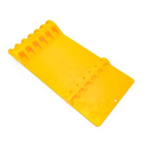 Camco Parking Stop, Accupark, Floor Mount Mat, Yellow, ABS Plastic, Mounts with Adhesive Strips, 2 Bumps for Increased Parking Accuracy – 42891