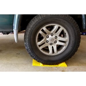 Camco Parking Stop, Accupark, Floor Mount Mat, Yellow, ABS Plastic, Mounts with Adhesive Strips, 2 Bumps for Increased Parking Accuracy – 42891