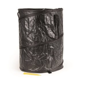 Camco Trash Can, Round, Collapsible, 18 Inch Diameter X 24 Inch Height, Black, Vinyl, Holds 33 Gallon Bags – 42893