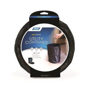 Camco Trash Can, Round, Collapsible, 9-1/2 Inch Diameter X 13 Inch Height, Black, Plastic – 42903