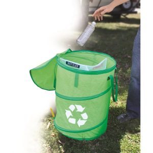 Camco Trash Can, Round, Recycling Bin, Collapsible, 18 Inch Diameter X 24 Inch Height, Green, Vinyl – 42983