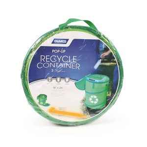 Camco Trash Can, Round, Recycling Bin, Collapsible, 18 Inch Diameter X 24 Inch Height, Green, Vinyl – 42983