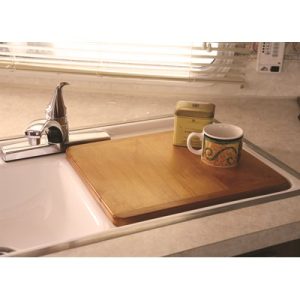 Camco Sink Cover, Oak Accents ™, Board Size Is 13 Inch X 15 Inch, Adjustable Rubber Feet Allow It to Fit Multiple Sink Sizes, Oak Finish – 43431