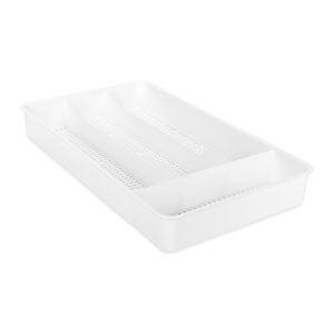 Camco Cutlery Tray, 7 Inch Width X 11 Inch Length, With 4 Compartments, White, Plastic – 43508
