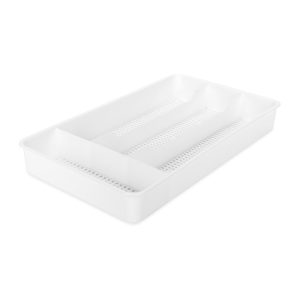Camco Cutlery Tray, 7 Inch Width X 11 Inch Length, With 4 Compartments, White, Plastic – 43508