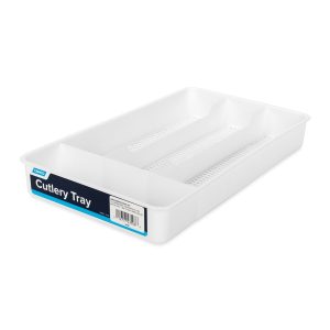 Camco Cutlery Tray, 7 Inch Width X 11 Inch Length, With 4 Compartments, White, Plastic – 43508