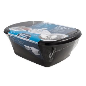 Camco Dish Pan, With Dish Pan/ Dish Drainer with Tray and Sink Mat, Black, Plastic, With English/ French Language Packaging – 43518