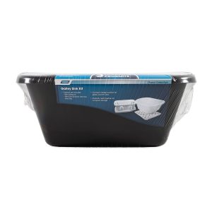 Camco Dish Pan, With Dish Pan/ Dish Drainer with Tray and Sink Mat, Black, Plastic, With English/ French Language Packaging – 43518