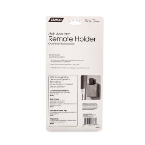 Camco Remote Control Holder, Oak Accents ™, 5 Inch Length X 4 Inch Height X 1-3/4 Inch Depth, Oak Finish, Hardwood, Screw IN Mount – 43533