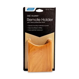 Camco Remote Control Holder, Oak Accents ™, 5 Inch Length X 4 Inch Height X 1-3/4 Inch Depth, Oak Finish, Hardwood, Screw IN Mount – 43533