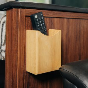 Camco Remote Control Holder, Oak Accents ™, 5 Inch Length X 4 Inch Height X 1-3/4 Inch Depth, Oak Finish, Hardwood, Screw IN Mount – 43533