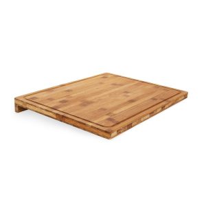 Camco Cutting Board, Countertop Use, Natural, Bamboo, With Counter Edge and Juice Groove, 18 Inch Length X 14 Inch Width X 1-3/4 Inch Height – 43545