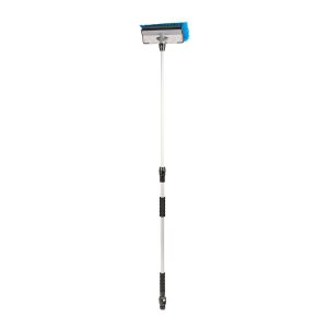 Camco Car Wash Brush, 11 Inch Rectangular Brush Head, White/ Gray Bristles, 43 Inch to 71 Inch Telescoping Handle, Without Hose Connection – 43633