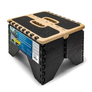 Camco Step Stool, One Step, Foldable, Step Measures 11-1/2 Inch Height X 13 Inch Width, 300 Pound Capacity – 43638