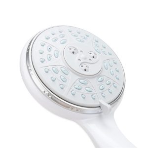 Camco Shower Head, Hand Held, With 4 Available Spray Settings, With on/ Off Valve, White – 43711