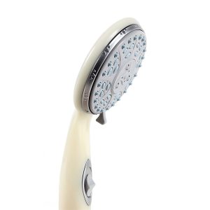 Camco Shower Head, Hand Held, With 4 Available Spray Settings, With on/ Off Valve, Off-White – 43712