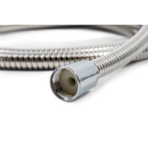 Camco Shower Head Hose, 60 Inch Length, Fits Standard 1/2 Inch Shower Arm, Chrome, With Built IN Connectors and Washers – 43716