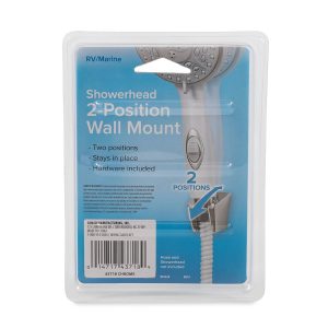 Camco Shower Head Mount, Wall Mount, Two Position, Without Swivel, Chrome – 43718