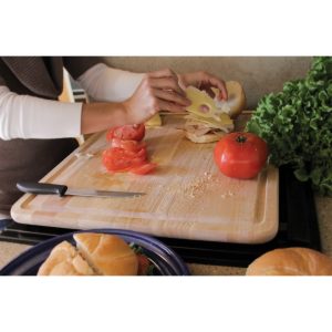 Camco Cutting Board, Stove Topper with Non-Skid Backing, Natural, Hardwood, With Additional Flexible Cutting Board – 43753