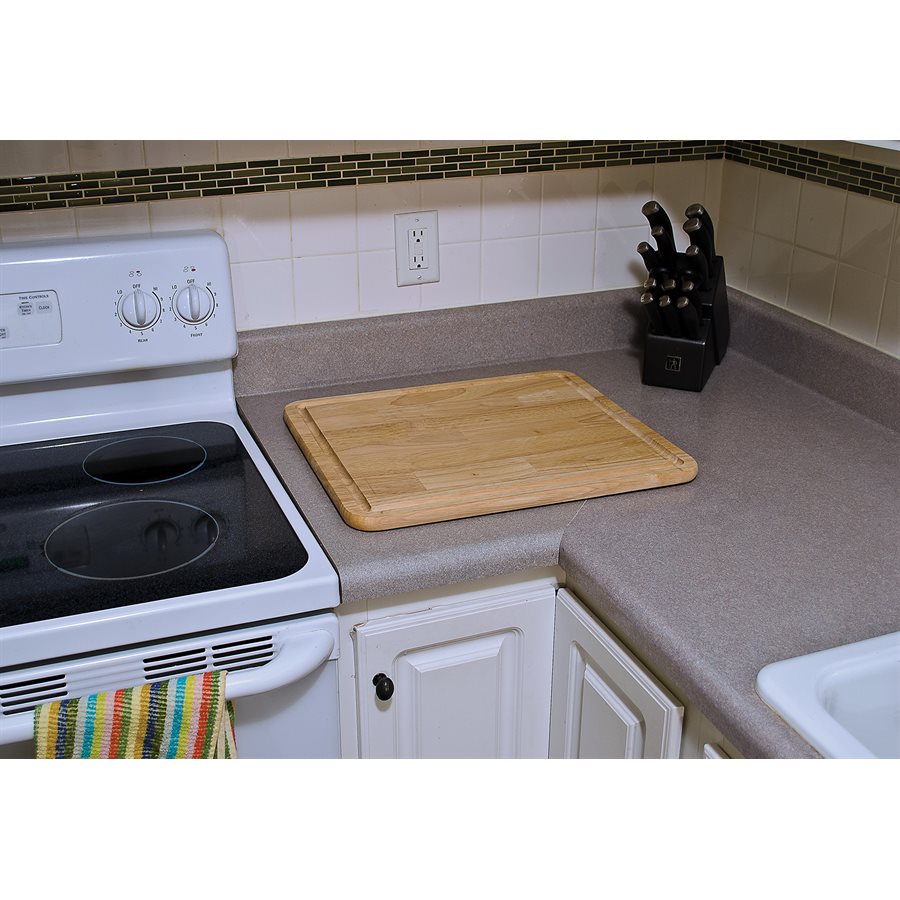 Camco Cutting Board, Stove Topper with Non-Skid Backing, Natural, Hardwood, With Additional Flexible Cutting Board – 43753