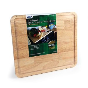 Camco Cutting Board, Stove Topper with Non-Skid Backing, Natural, Hardwood, With Additional Flexible Cutting Board – 43753