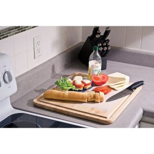 Camco Cutting Board, Stove Topper with Non-Skid Backing, Natural, Hardwood, With Additional Flexible Cutting Board – 43753