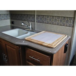 Camco Cutting Board, Stove Topper with Non-Skid Backing, Natural, Hardwood, With Additional Flexible Cutting Board – 43753