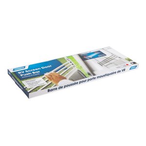 Camco Screen Door Push Bar, Three Bar Style, Adjustable from 20 Inch to 32 Inch, White, Aluminum, With Installation Hardware – 43977