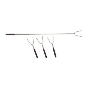 Camco Campfire Roasting Fork, Extendable Up to 34 Inch Length, Holds Up to 4 Hot Dogs, Pack of 4 – 44015
