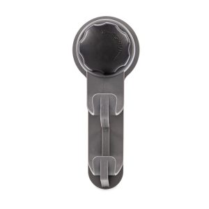 Camco Multi Purpose Hook, Twist-Turn Mechanical Suction Cup Design, Use to Hang Towels/ Clothes, Gray Double Hook/ Black Knob – 44028