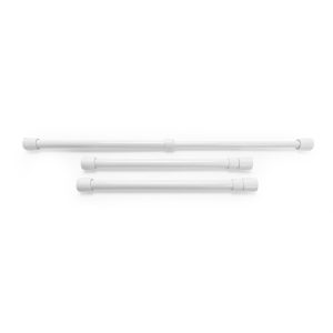 Camco Cabinet Content Brace, Spring Loaded Bar Style, Bar Extends from 10 Inch Length to 17 Inch Length, White Plastic – 44063