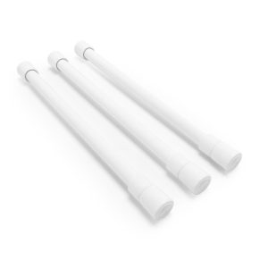 Camco Cabinet Content Brace, Spring Loaded Bar Style, Bar Extends from 10 Inch Length to 17 Inch Length, White Plastic – 44063