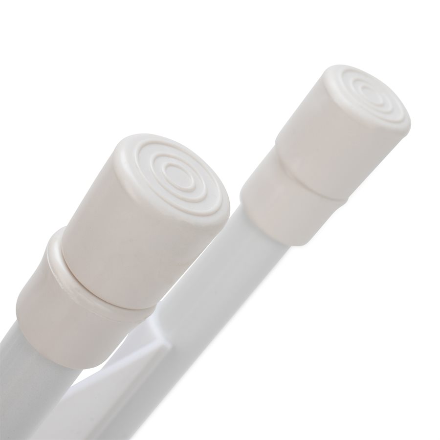 Camco Refrigerator Content Brace, Spring Loaded Bar Style, Bar Extends from 16 Inch Length to 28 Inch Length, White Plastic, Double Bar – 44073