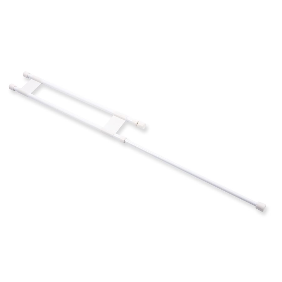 Camco Refrigerator Content Brace, Spring Loaded Bar Style, Bar Extends from 19 Inch Length to 34 Inch Length, White Plastic, Double Bar – 44074