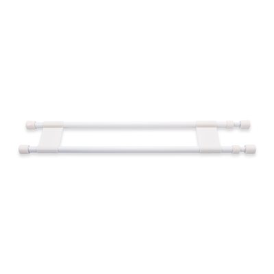 Camco Refrigerator Content Brace, Spring Loaded Bar Style, Bar Extends from 19 Inch Length to 34 Inch Length, White Plastic, Double Bar – 44074