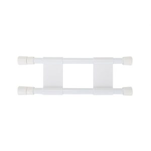 Camco Cabinet Content Brace, Spring Loaded Bar Style, Double Bar, Bar Extends from 10 Inch Length to 17 Inch Length, White Plastic, Single – 44093