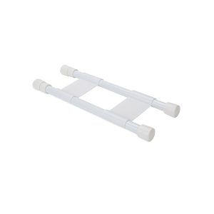 Camco Cabinet Content Brace, Spring Loaded Bar Style, Double Bar, Bar Extends from 10 Inch Length to 17 Inch Length, White Plastic, Single – 44093